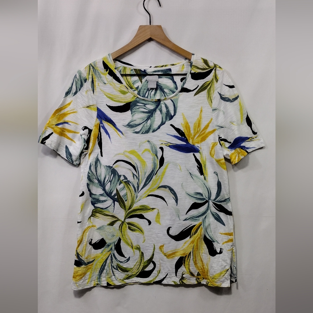 Chico's Floral Print Top Women's M Multicolor Cottagecore Peasant Retro 90s Y2K
